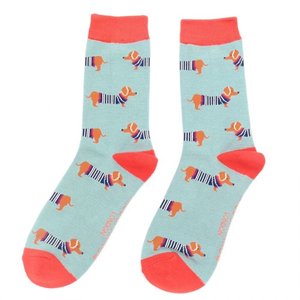 Miss Sparrow Socks Bamboo Parisian Pups faded denim