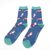 Miss Sparrow Mens Socks Bamboo Foxes navy