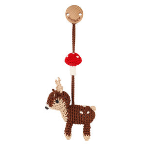 Sindibaba Pram Clip with rattle Deer with Mushroom