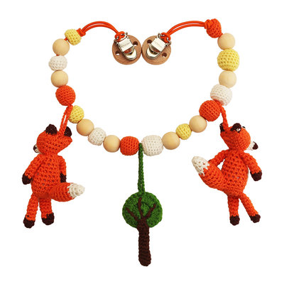 Sindibaba Stroller chain fox orange with rattle