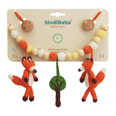 Sindibaba Stroller chain fox orange with rattle