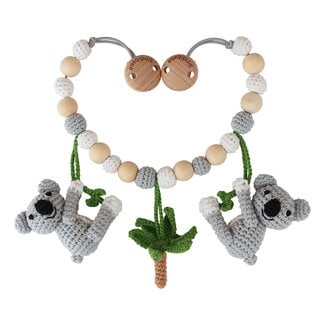 Sindibaba Stroller chain with rattle Koala grey (organic cotton)