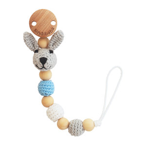 Sindibaba Pacifier clip with Bunny grey/blue