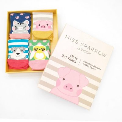 Miss Sparrow Giftbox Girls Socks 2-3 Years Animals