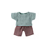 Olimi Doll Clothing Set Miniland 21cm Muslin green/brown