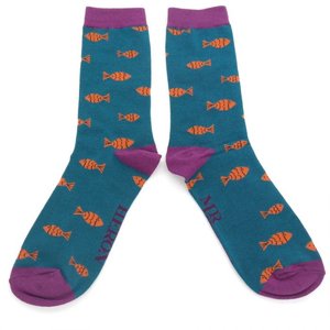 Miss Sparrow Mens Socks Bamboo Little Fish teal