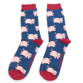 Miss Sparrow Mens Socks Bamboo Piglets navy