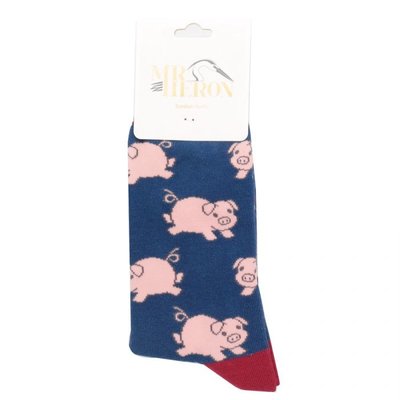 Miss Sparrow Mens Socks Bamboo Piglets navy