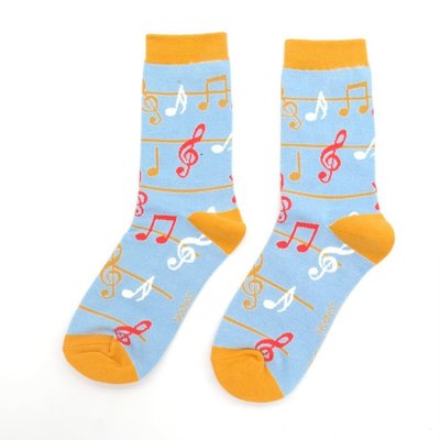 Miss Sparrow Socken Bamboo Multicolour Music Notes powder blue