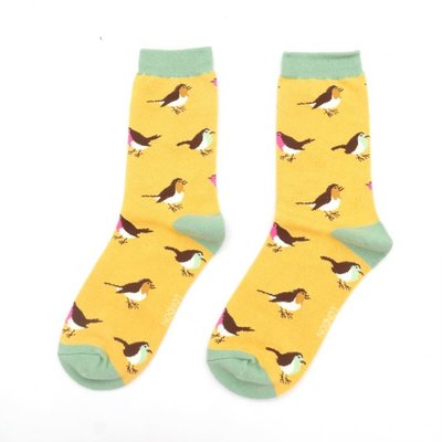 Miss Sparrow Socken Bamboo Multicolour Robins yellow