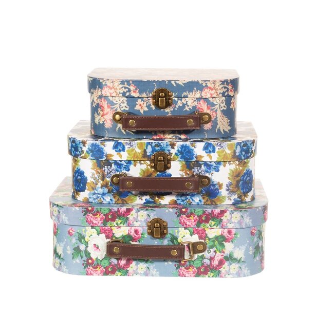 Suitcase Delphine Vintage Rose blue Set of 3