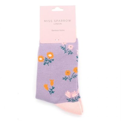 Miss Sparrow Socks Bamboo Dainty Floral lilac