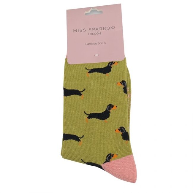 Socks Bamboo Little Sausage Dogs moss