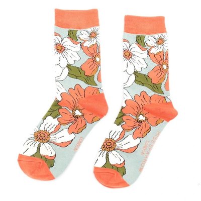 Miss Sparrow Socken Bamboo Flower Power duck egg