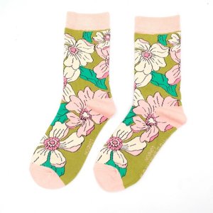 Miss Sparrow Socks Bamboo Flower Power green