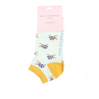 Miss Sparrow Trainer Socks Bamboo Turtles duck egg