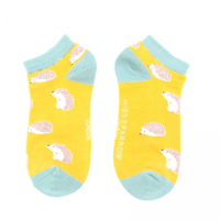 Miss Sparrow Trainer Socks Bamboo Cute Hedgehogs yellow