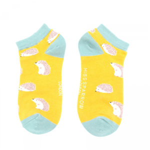 Miss Sparrow Trainer Socken Bamboo Cute Hedgehogs yellow