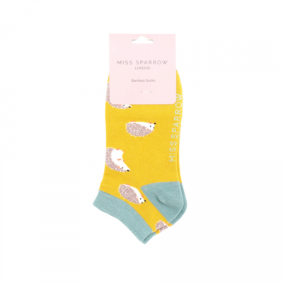 Miss Sparrow Trainer Socks Bamboo Cute Hedgehogs yellow