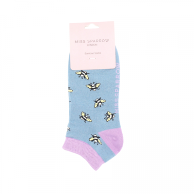 Miss Sparrow Trainer Socks Bamboo Scattered Bee denim