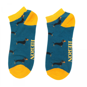 Miss Sparrow Trainer Männer-Socken Bamboo Sausage Dogs teal