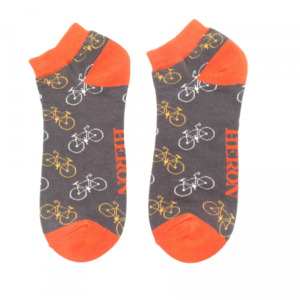 Miss Sparrow Trainer Mens Socks Bamboo Little Bikes charcoal