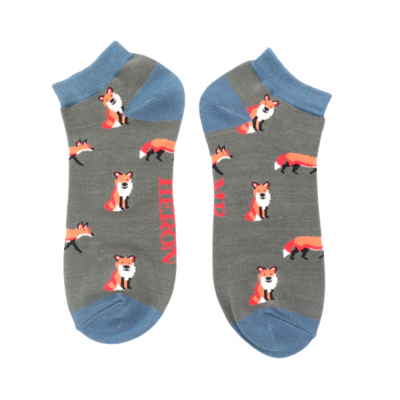 Miss Sparrow Trainer Mens Socks Bamboo Foxes charcoal