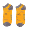 Miss Sparrow Trainer Mens Socks Bamboo Bikes and Stripes mustard
