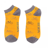 Miss Sparrow Trainer Männer-Socken Bamboo Bikes and Stripes mustard