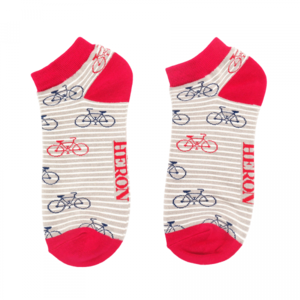 Miss Sparrow Trainer Mens Socks Bamboo Bikes and Stripes grey