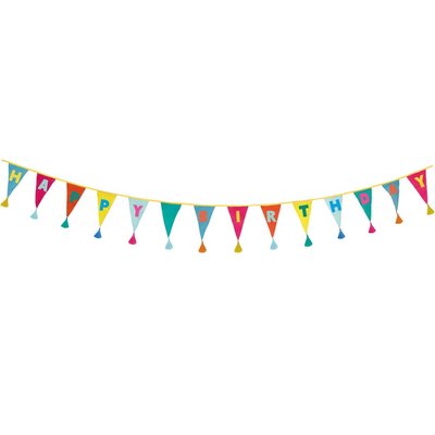 Talking Tables Bunting Fabric We love Birthdays rainbow embroidered