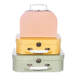 Sass & Belle Suitcase Earth Tones Spotted Set of 3