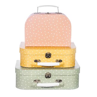 Sass & Belle Suitcase Earth Tones Spotted Set of 3