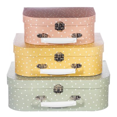 Sass & Belle Suitcase Earth Tones Spotted Set of 3