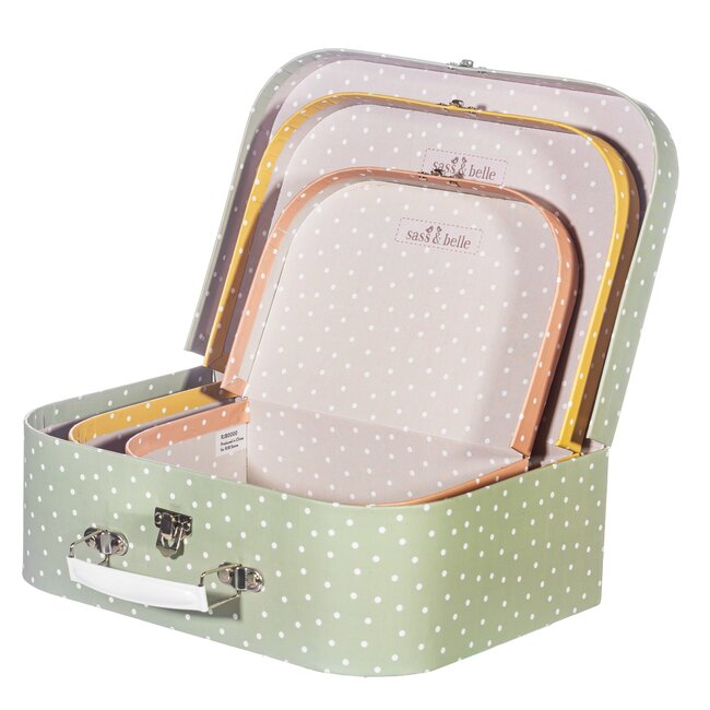 Suitcase Earth Tones Spotted Set of 3