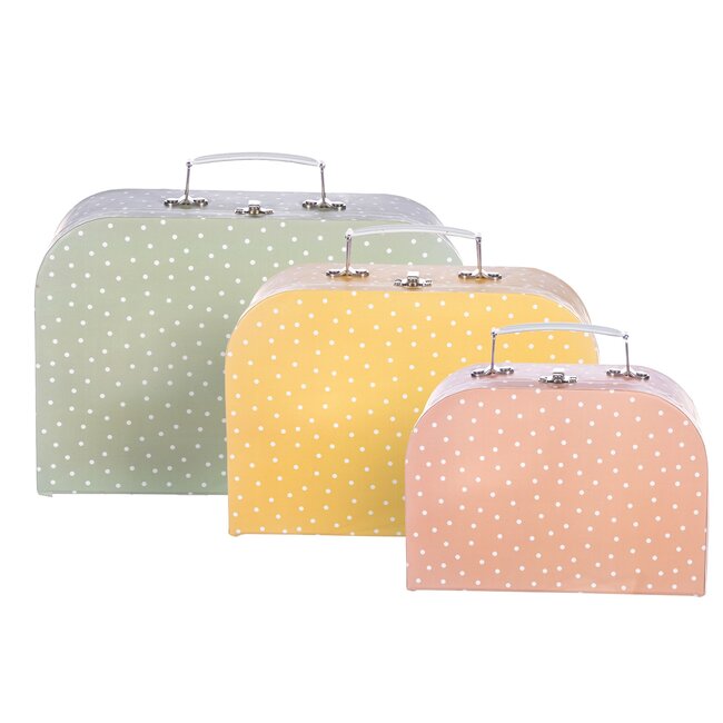 Suitcase Earth Tones Spotted Set of 3