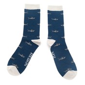 Miss Sparrow Mens Socks Bamboo Little Sharks navy