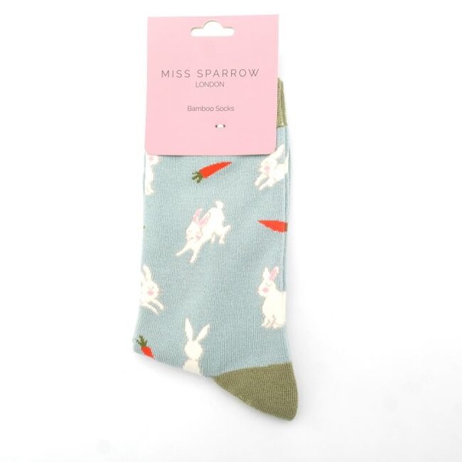 Socken Bamboo Bunnies & Carrots duck egg