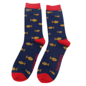 Miss Sparrow Männer-Socken Little Boats Fish navy