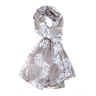 M&K Collection Scarve Big Roses grey