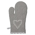 Clayre & Eef Oven mitt Heart grey