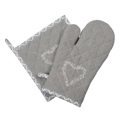 Clayre & Eef Topflappen Heart grey