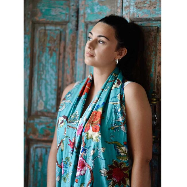 Schal Cotton Exotic Bird teal