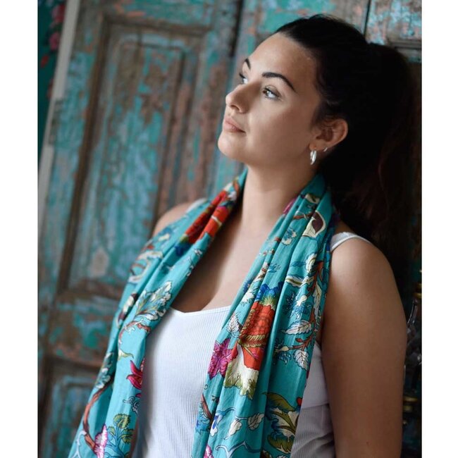 Schal Cotton Exotic Bird teal