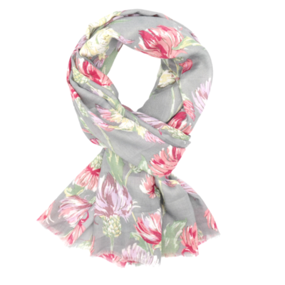 M&K Collection Scarve Thistle and Bird grey