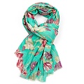 M&K Collection Scarve Thistle and Bird aqua