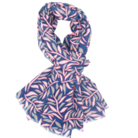 M&K Collection Scarve Funky Leaves navy