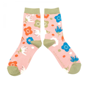 Miss Sparrow Socken Bamboo Modern Floral dusky pink