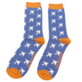 Miss Sparrow Männer-Socken Bamboo Airplanes blue