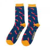 Miss Sparrow Mens Socks Bamboo Chillis navy